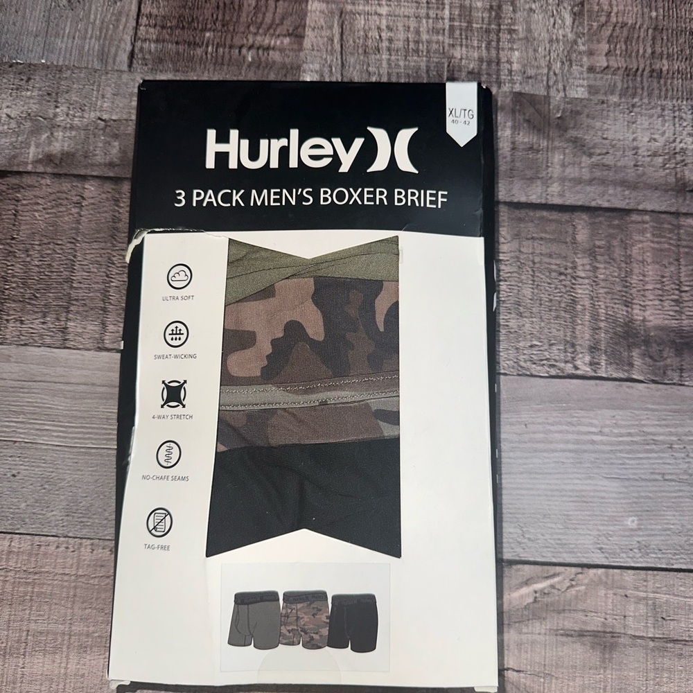 Hurley Green and Black Boxer Briefs 3 Pack
